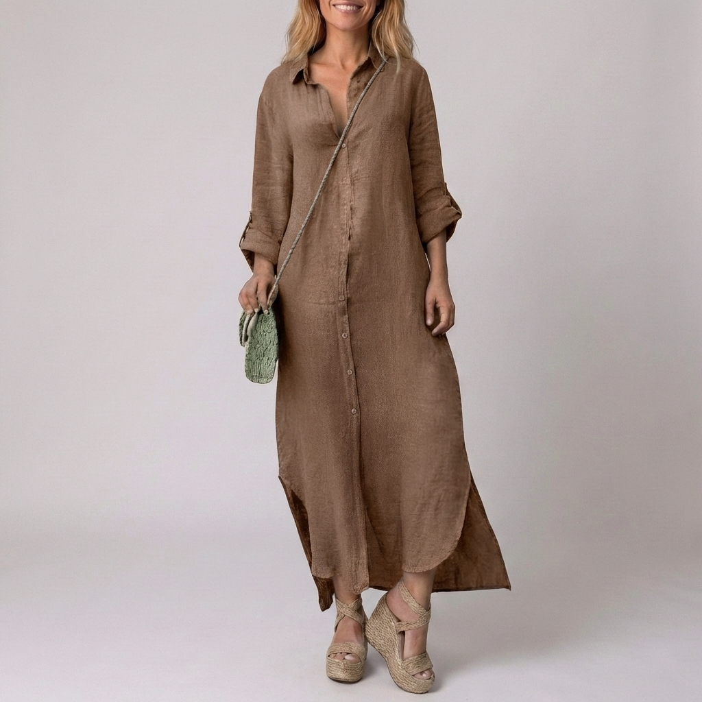 Elegant Long Linen Dress for Women
