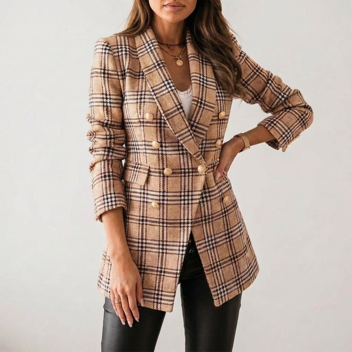 Classic Check Pattern Women's Blazer