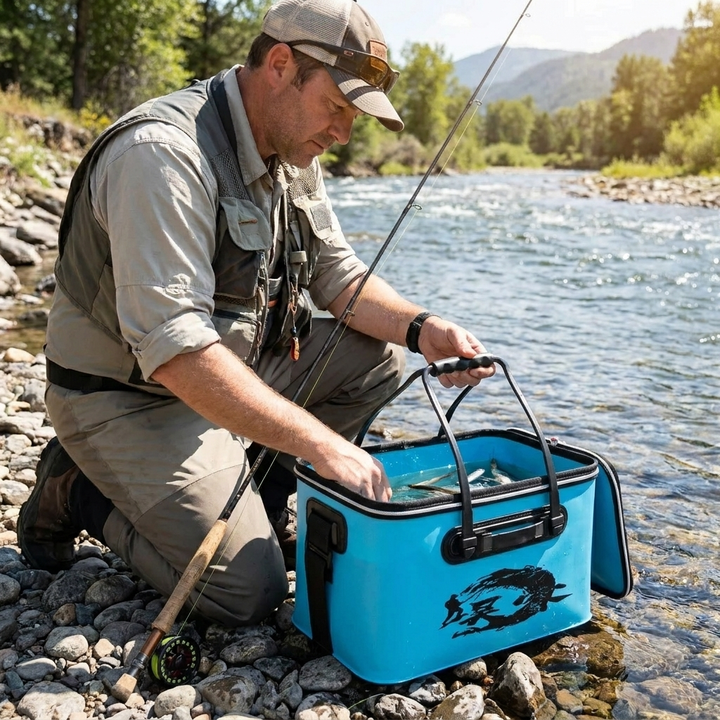 Foldable Live Fish Storage Bucket
