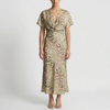 Printed Wrap-Style Midi Dress