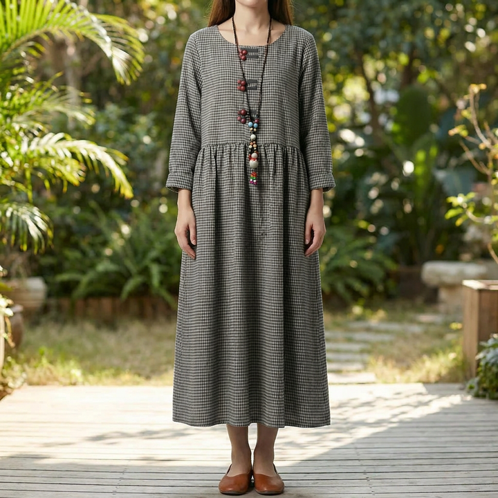 Women's Long-Sleeve High-Waist Maxi Dress