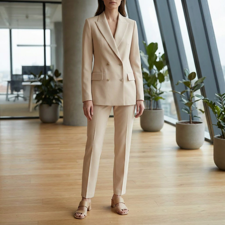 Tailored Double-Breasted Blazer And Pants Set