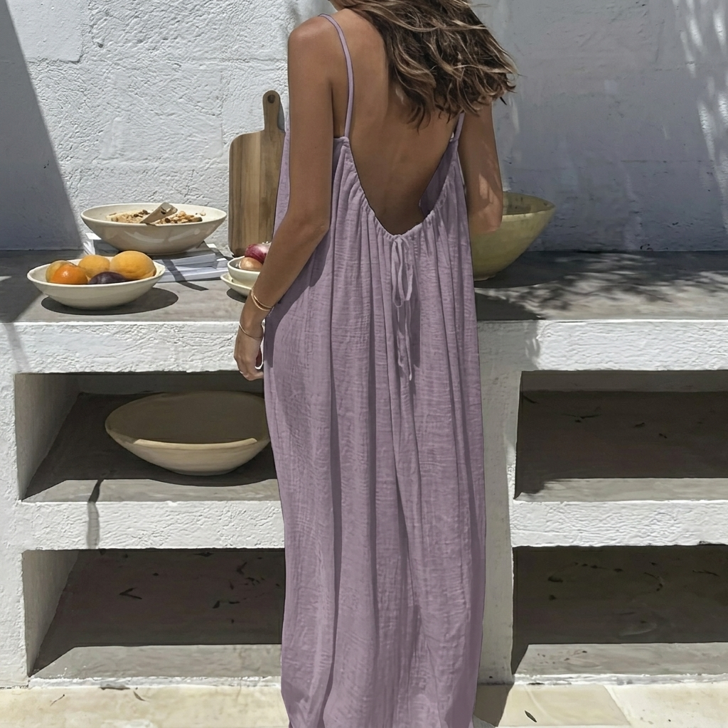 Women’s Backless Loose Fit Long Homewear Dress