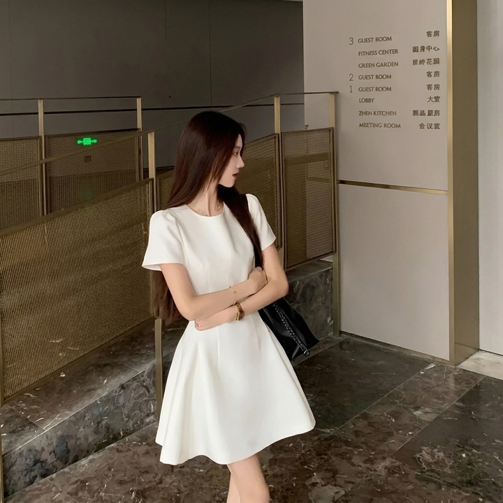 Elegant Short-sleeve Dress That Makes Petite Figures Look Taller