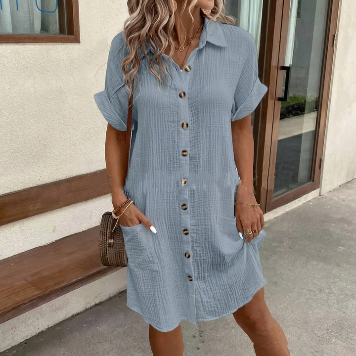 Women’s Loose Fit Summer Dress - Button Down