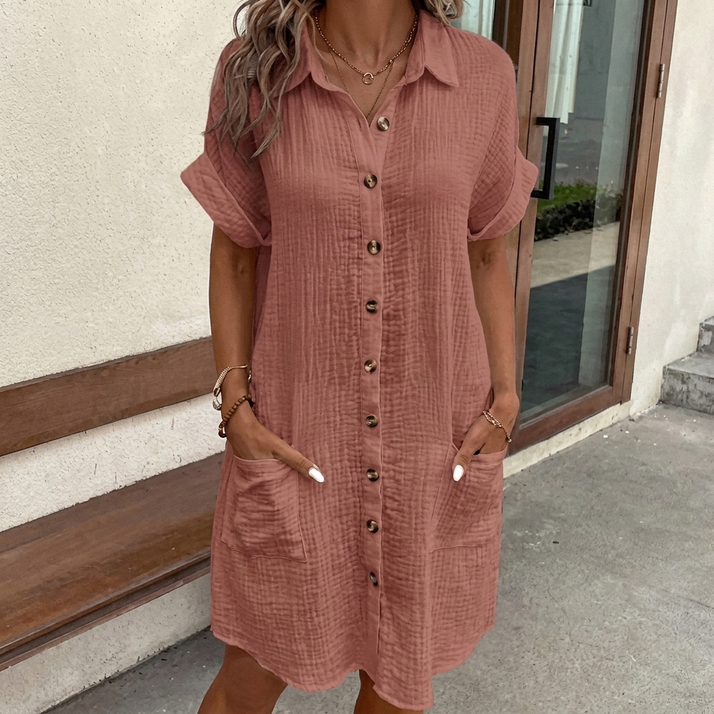 Women’s Loose Fit Summer Dress - Button Down