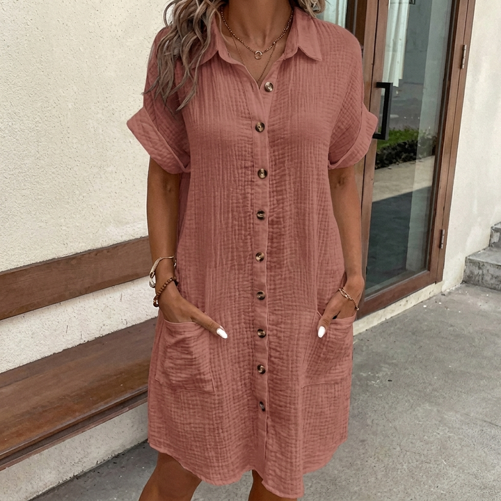 Women’s Loose Fit Summer Dress - Button Down