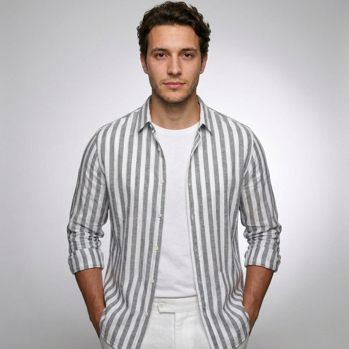 Striped Print Shirt Casual Loose Long-sleeved