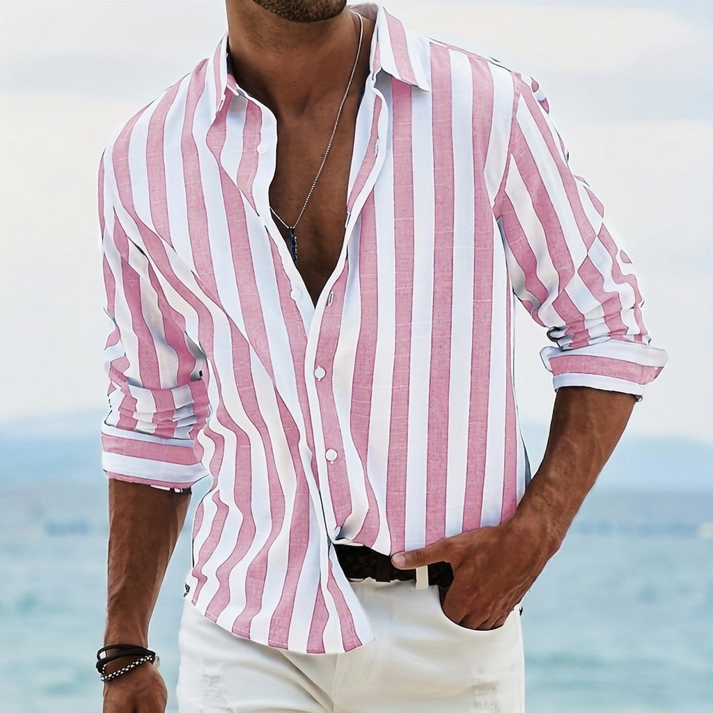 Striped Print Shirt Casual Loose Long-sleeved