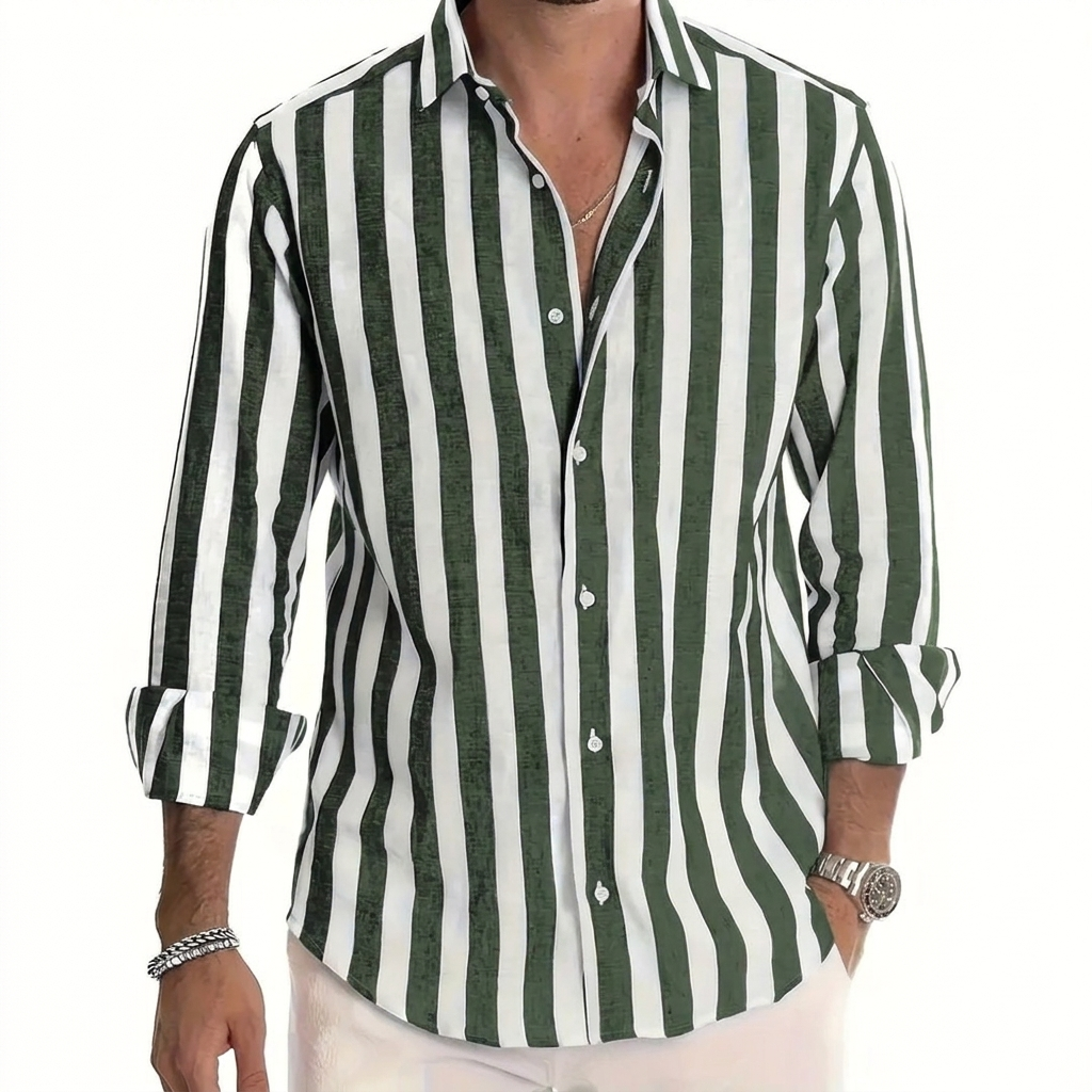 Striped Print Shirt Casual Loose Long-sleeved