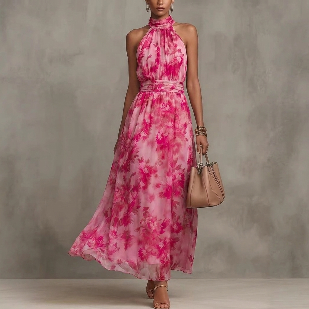 Resort-style Waist-cinching Figure-flattering Dress