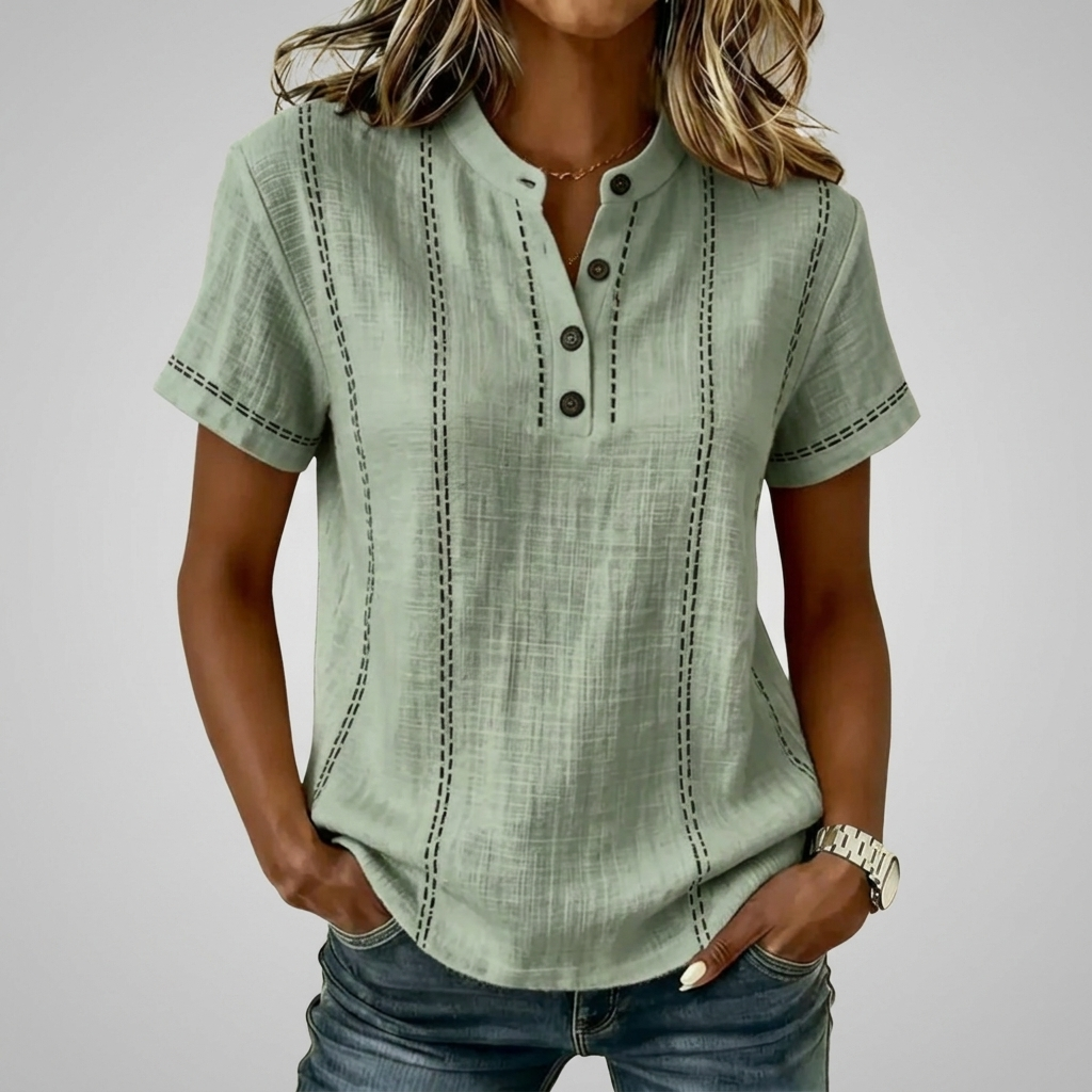 Women's Casual Striped Stand Collar Button Shirt