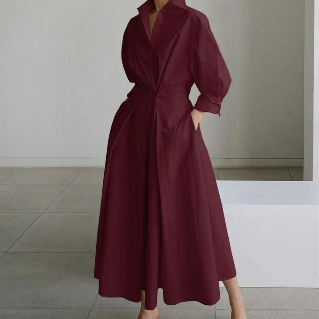 Long-sleeve Blouse Elastic Waist Swing Dress