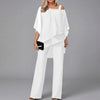 Women’s Two-Piece Set with Batwing Top and Straight-Leg Trousers