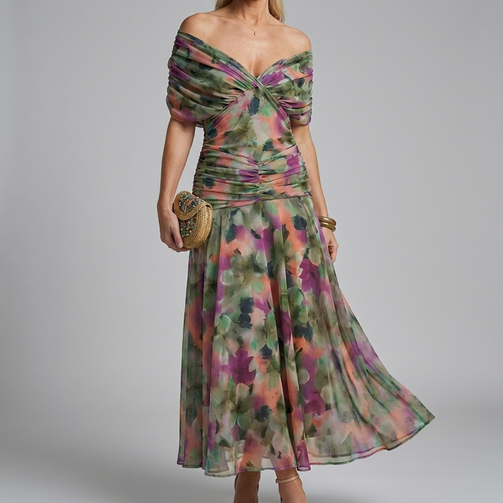 Women's Casual V-Neck A-Line Maxi Dress