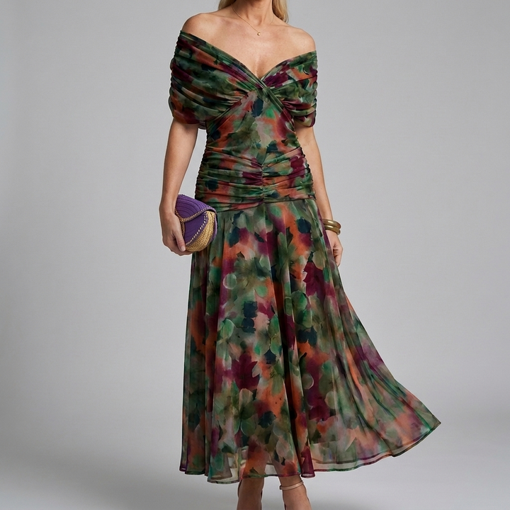 Women's Casual V-Neck A-Line Maxi Dress