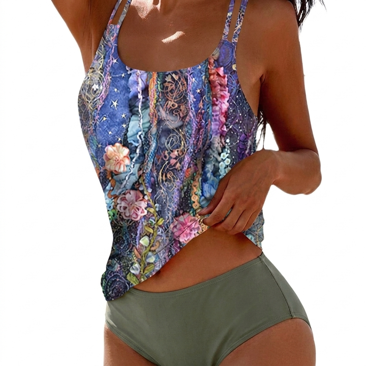 Women’s Casual Printed Two Piece Swimsuit with High Waist Fit