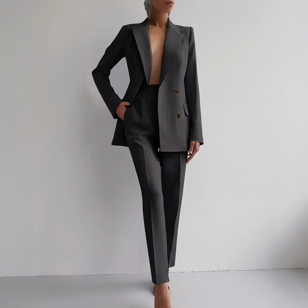 Women's Business Blazer and Slim Fit Pants Set