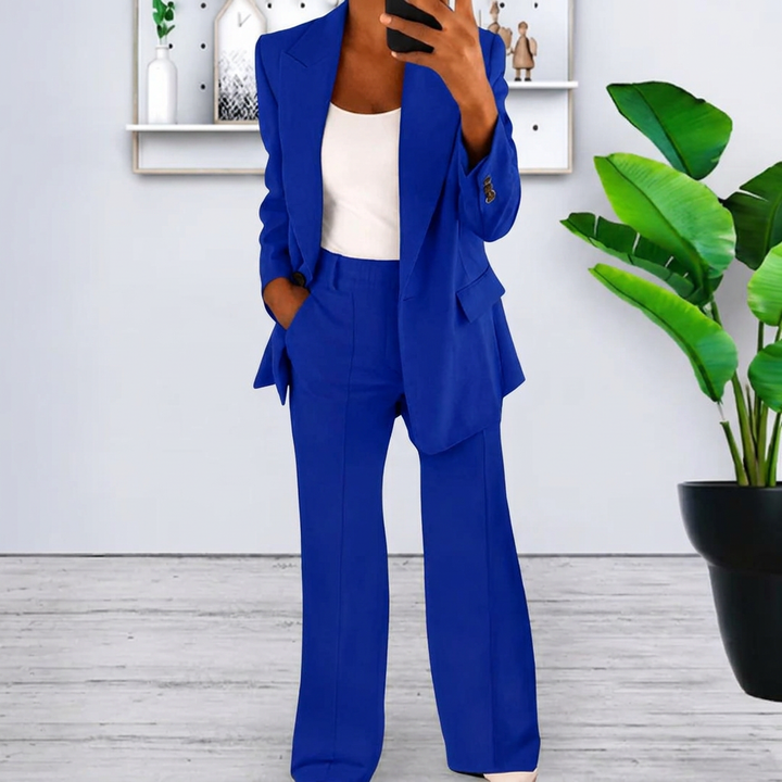 Women’s Lapel Blazer Jacket &amp; Slim Fit Trousers Suit