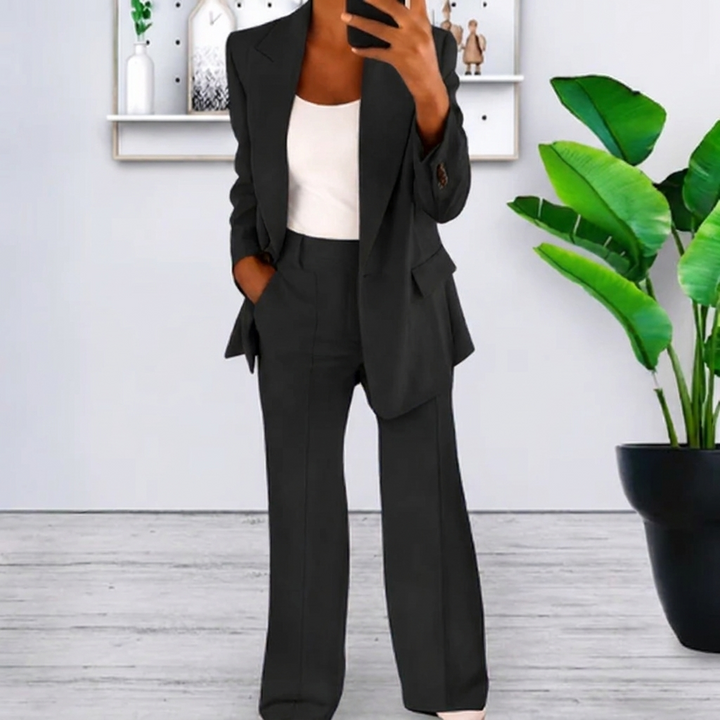 Women’s Lapel Blazer Jacket &amp; Slim Fit Trousers Suit