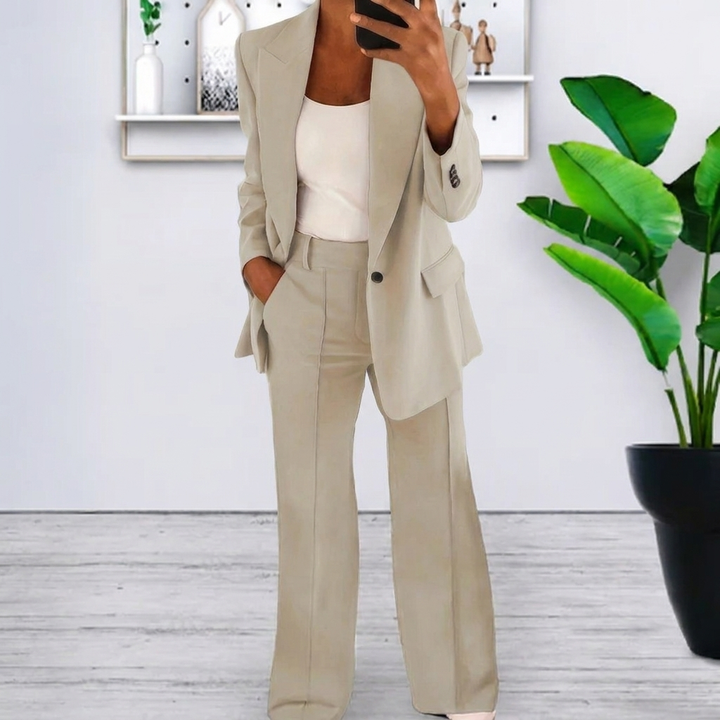 Women’s Lapel Blazer Jacket &amp; Slim Fit Trousers Suit