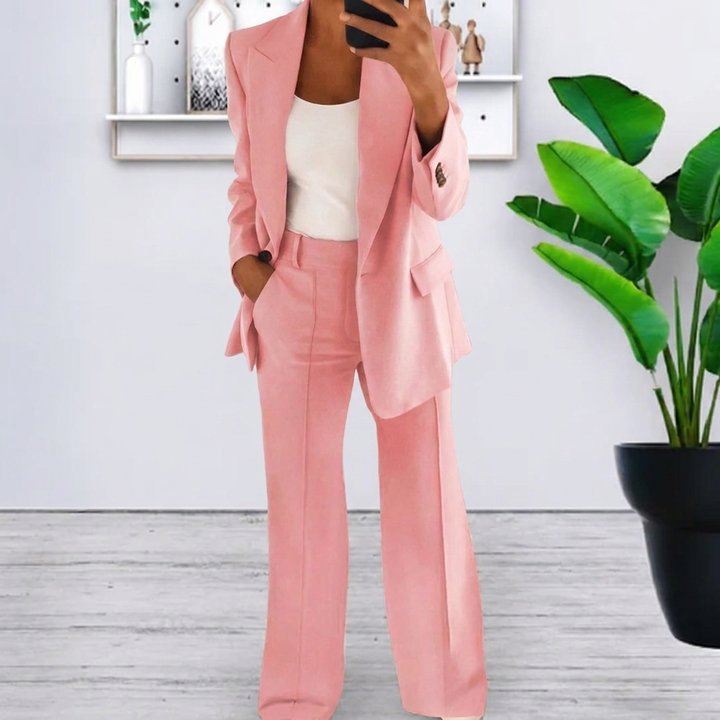 Women’s Lapel Blazer Jacket &amp; Slim Fit Trousers Suit