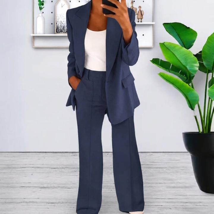Women’s Lapel Blazer Jacket &amp; Slim Fit Trousers Suit