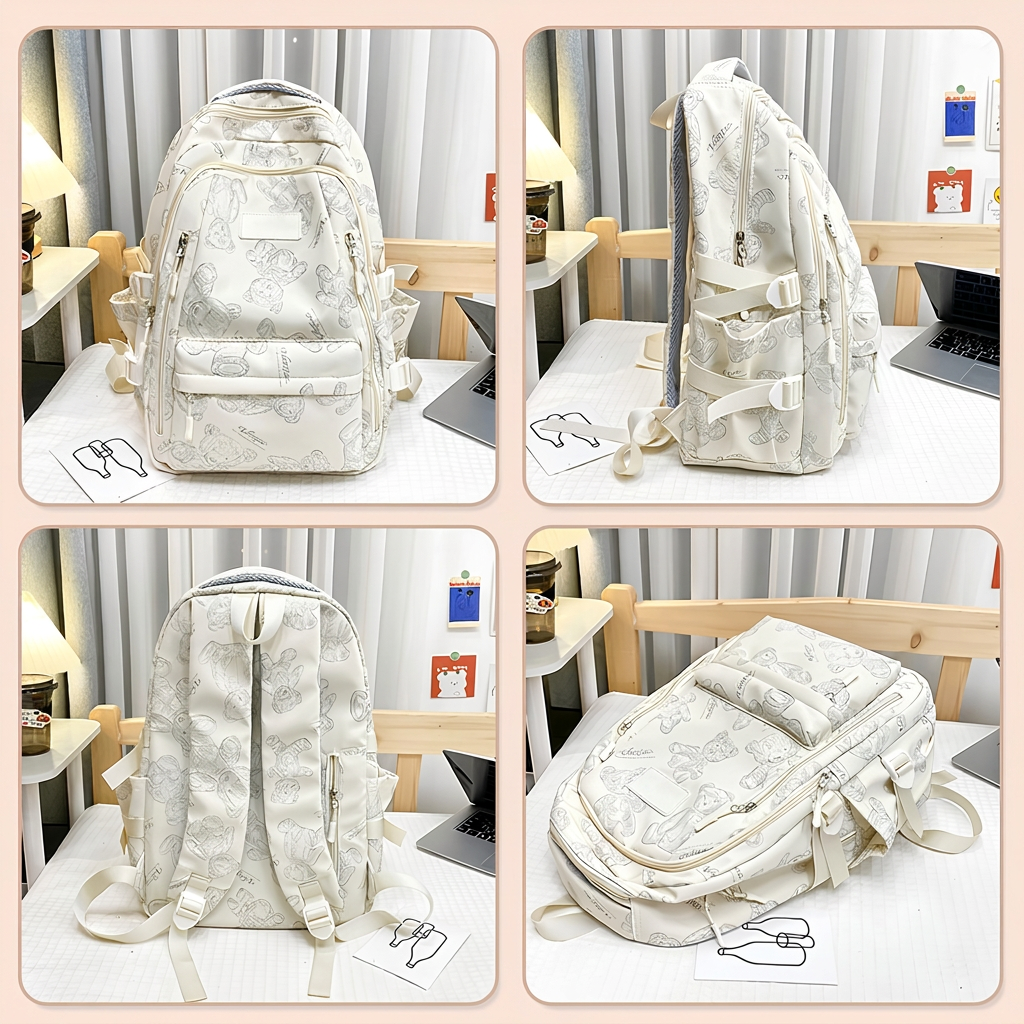 Casual Canvas Zipper Notebook Backpack