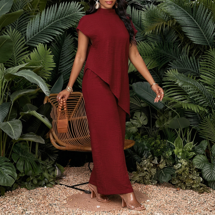 Women’s Asymmetrical Top and Pants Set