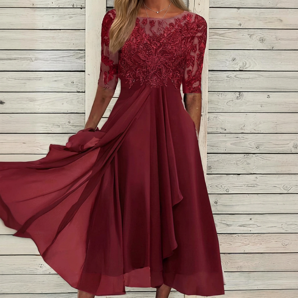 Women’s Lace Hollow Out Evening Dress