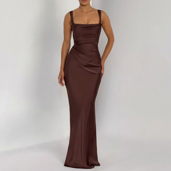 Elegant Strap Waist Long Dress
