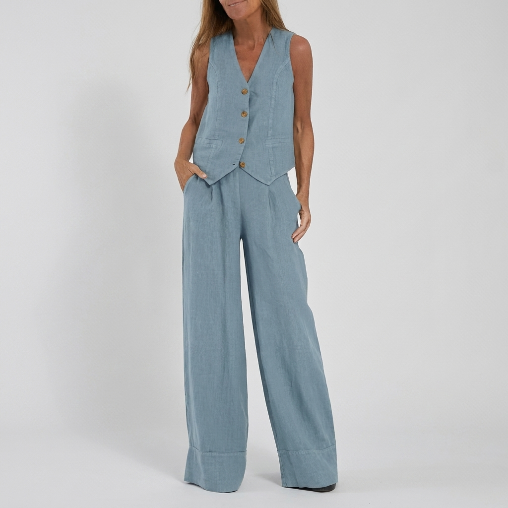 Vest &amp; Wide-Leg Trousers Set