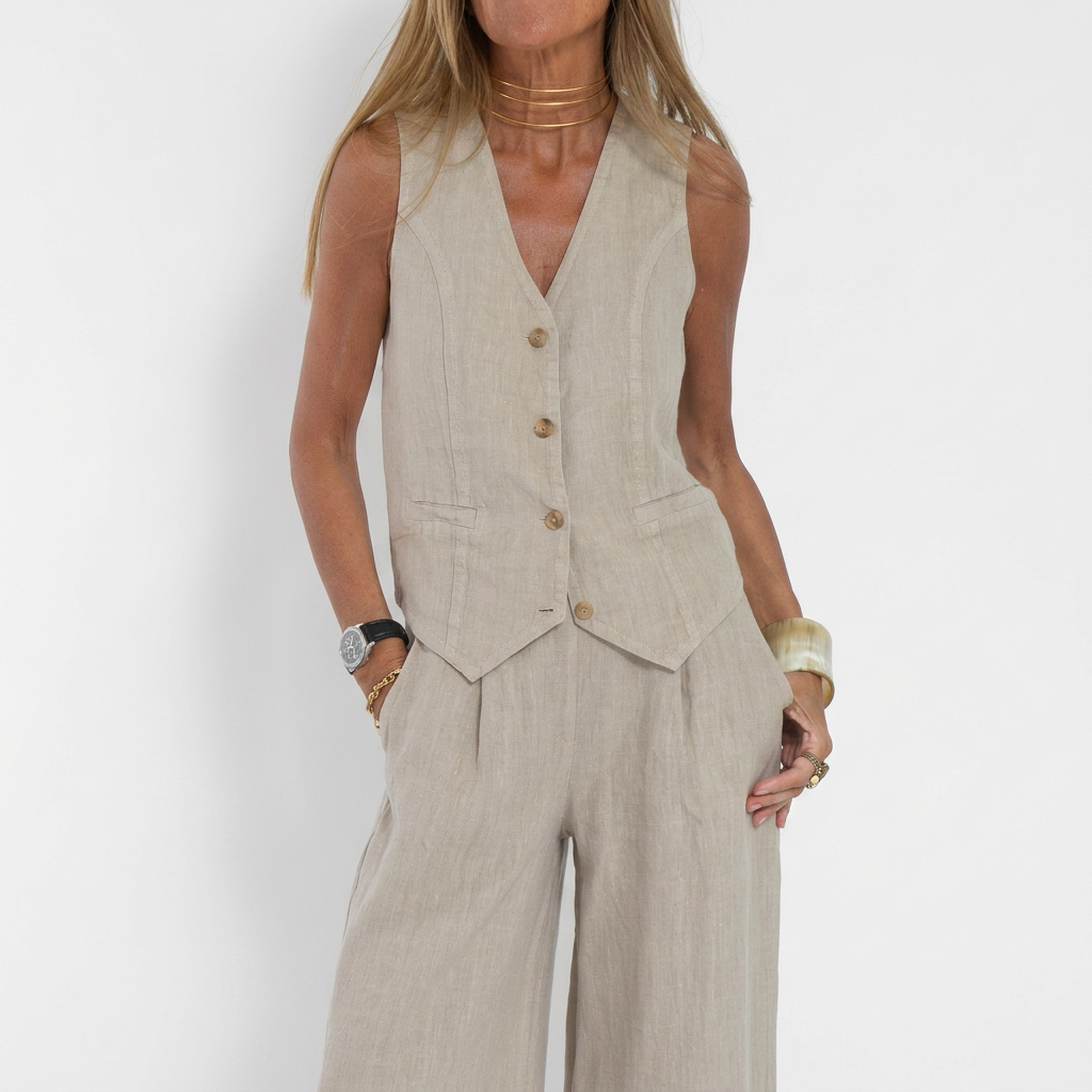 Vest &amp; Wide-Leg Trousers Set