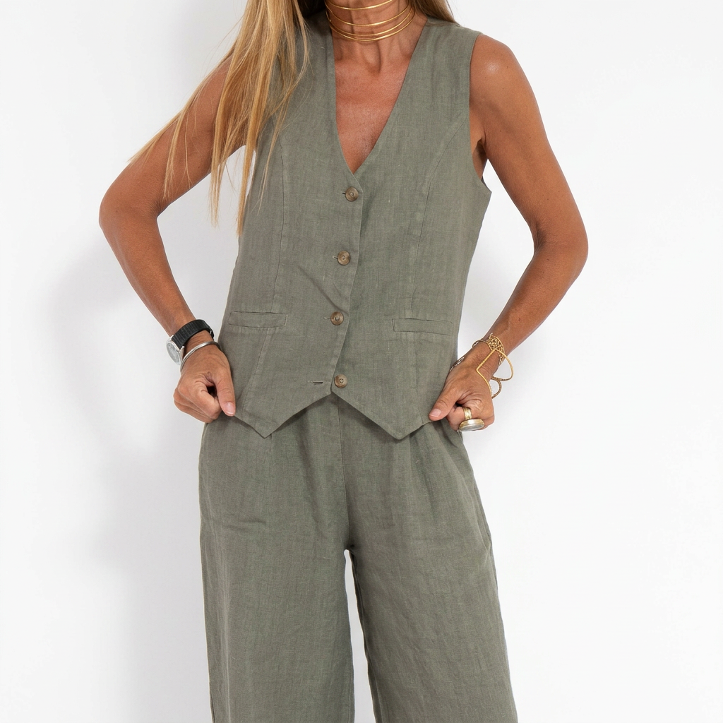Vest &amp; Wide-Leg Trousers Set