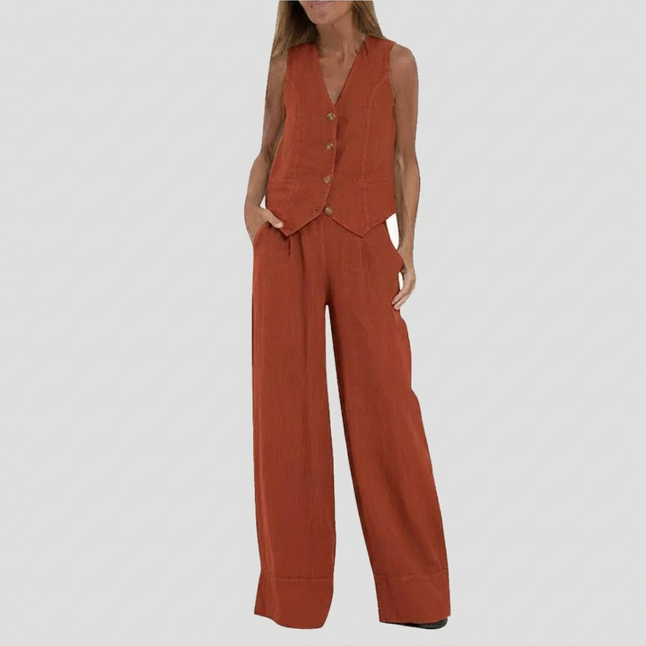 Vest &amp; Wide-Leg Trousers Set