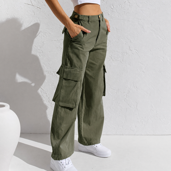 Trendy High Waist Cargo Jeans for Women