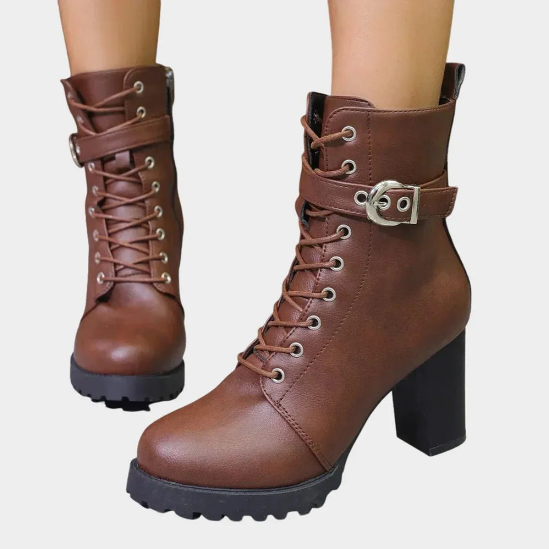 Hope Women's Block Heel Combat Ankle Boots