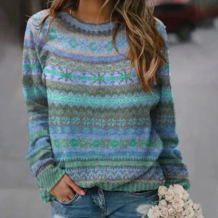Hope Women's Fair Isle Oversized Crew Neck Sweater