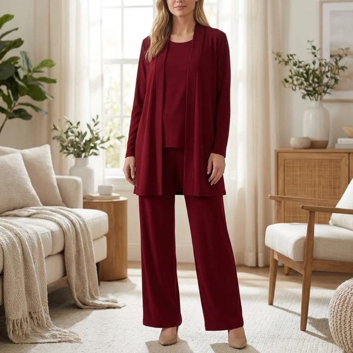 3-Piece Coordinated Long-Sleeve Pantsuit