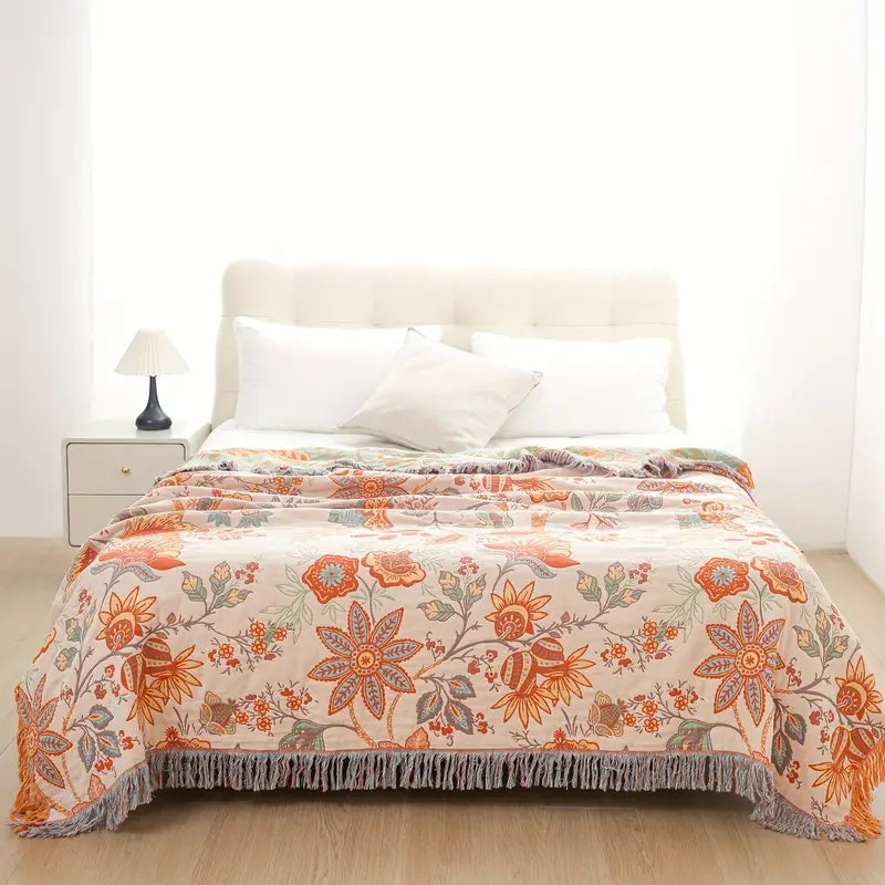 Cozy Floral Throw Blanket floral Boho