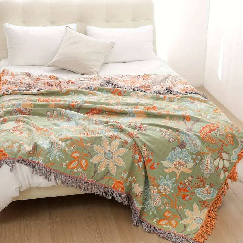 Cozy Floral Throw Blanket floral Boho