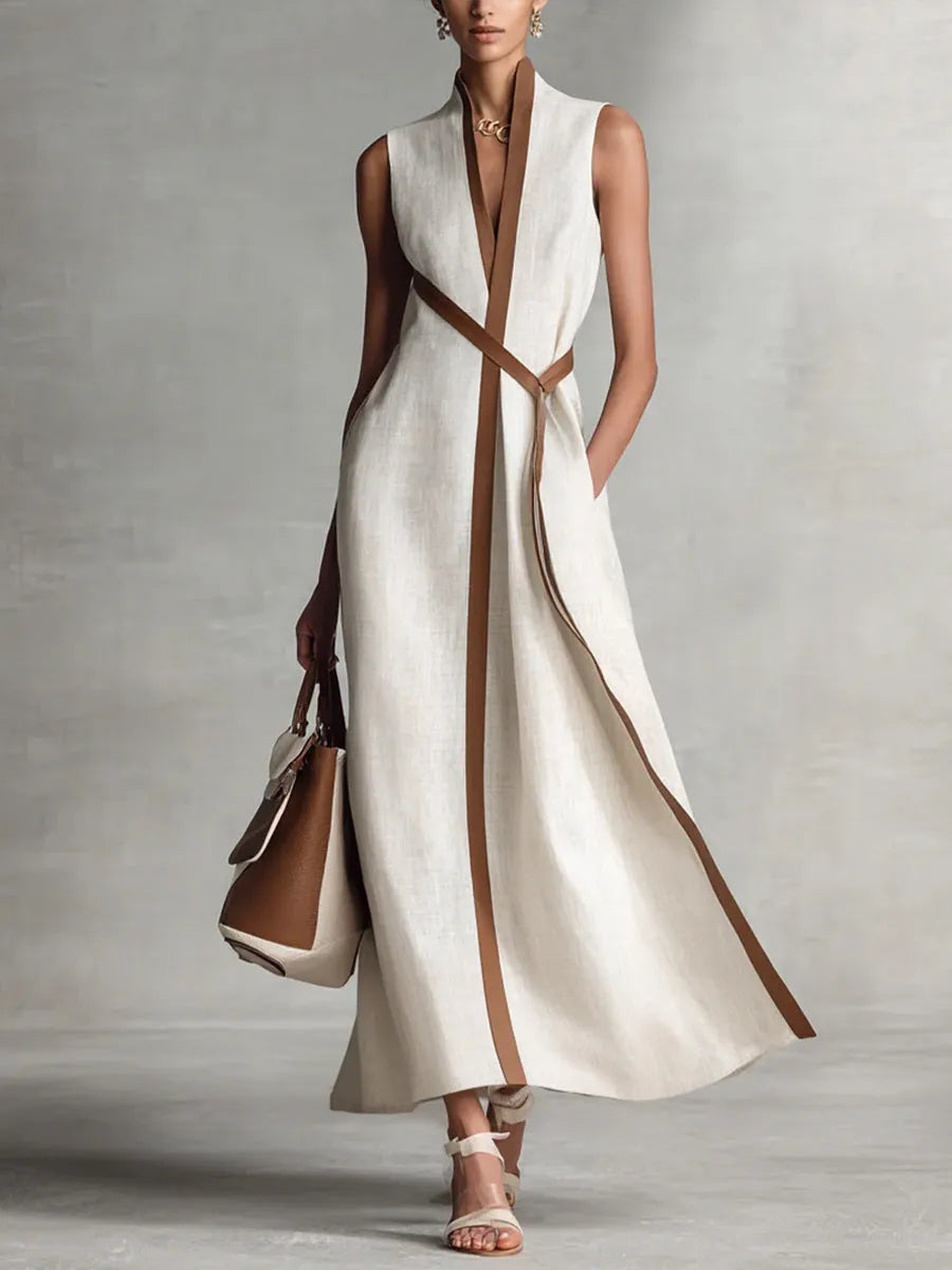 Isabella Women's V-Neck Sleeveless Wrap Maxi Dress
