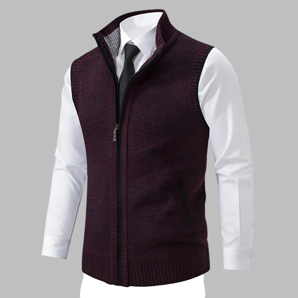 Full-Zip Knit Sweater Vest for Men