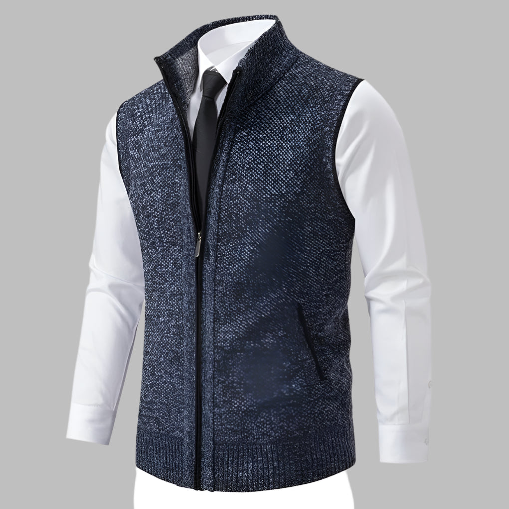 Full-Zip Knit Sweater Vest for Men