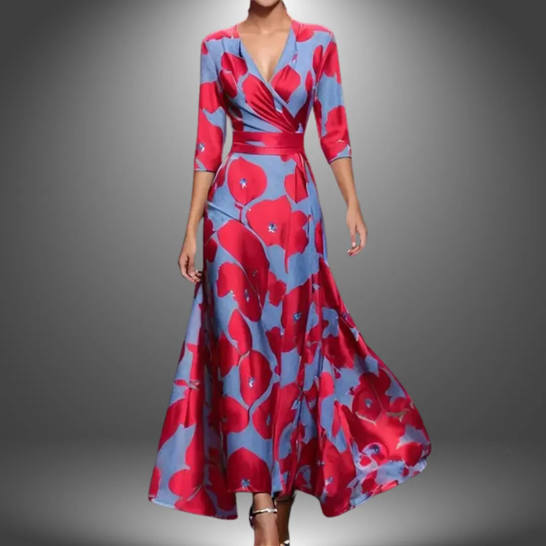 Juliet Women's Floral V-Neck Wrap Maxi Dress