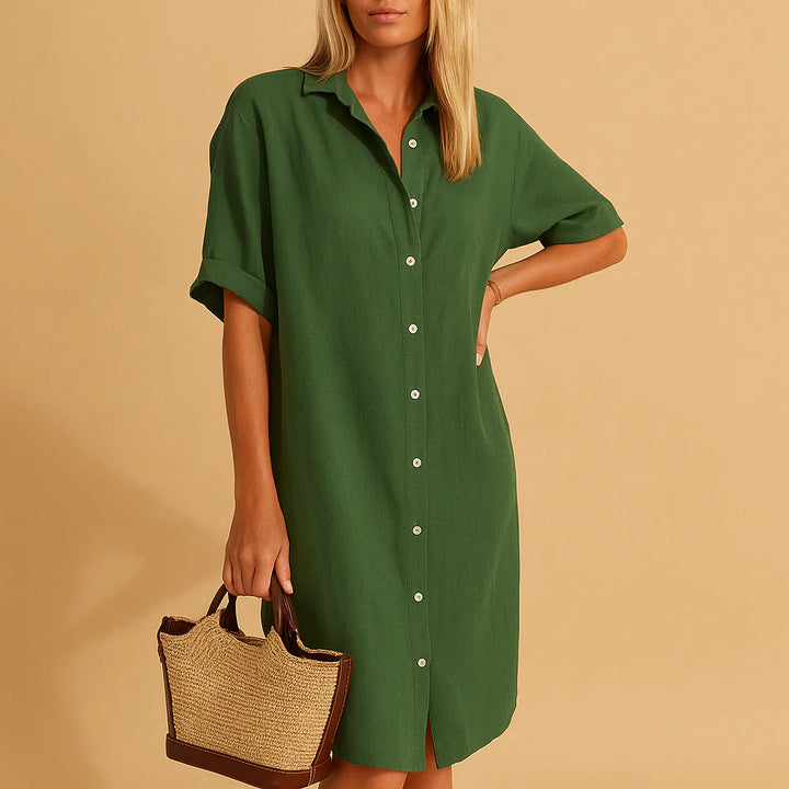 Relaxed Fit Button-Down Shirt Dress for Women
