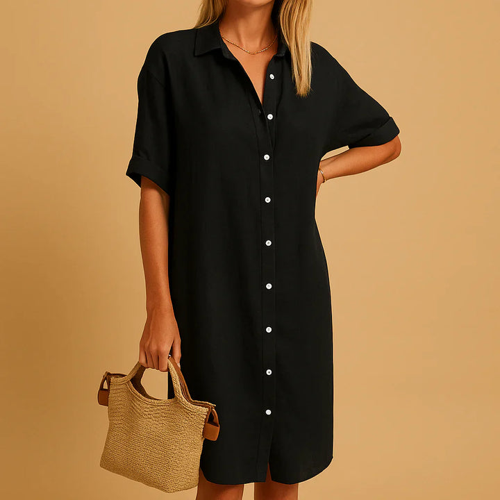 Relaxed Fit Button-Down Shirt Dress for Women