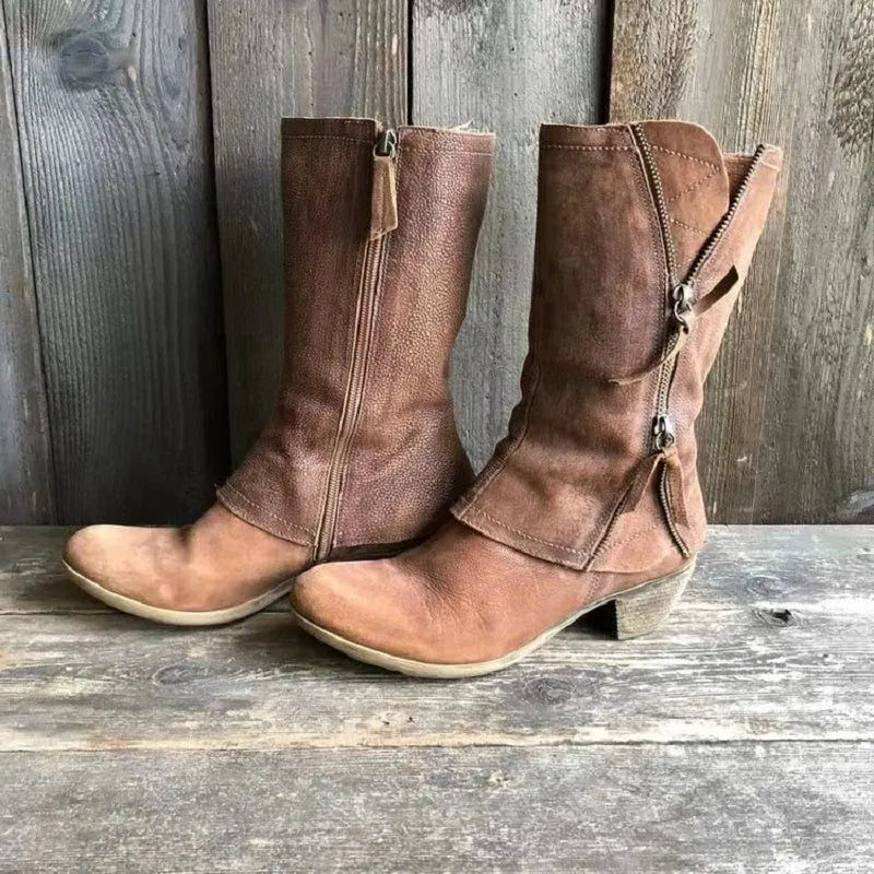 Leonarda Women's Suede Block Heel Mid-Calf Boots