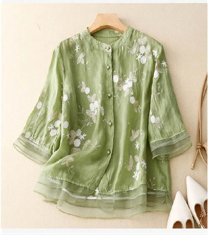Lucetta Women's Floral Linen Blouse