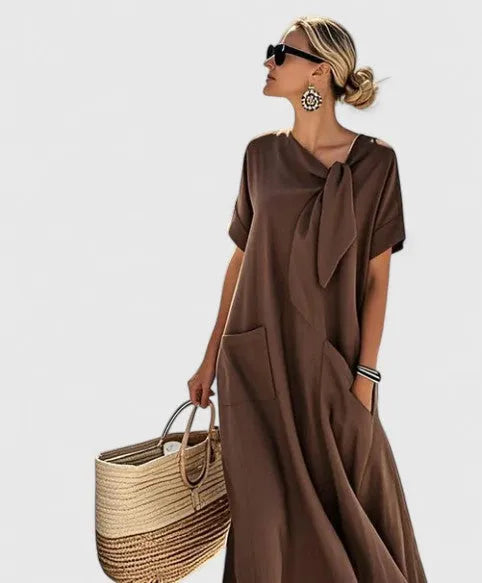 Manon Women's Tie Neckline Maxi Shift Dress